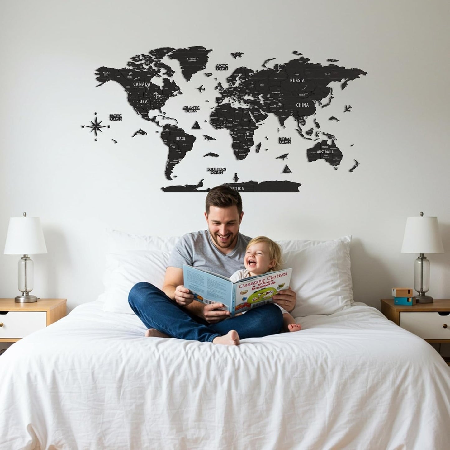 Large World Map Wall Decor – Minimalist Travel Wall Art