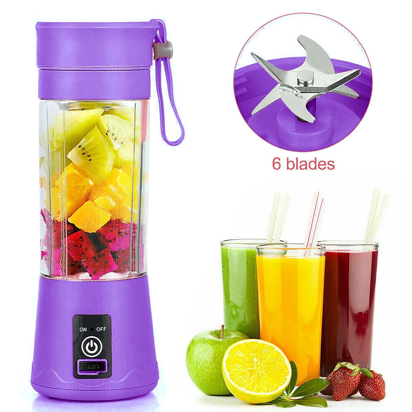 Portable USB Blender Cup 6-Blade Juicer