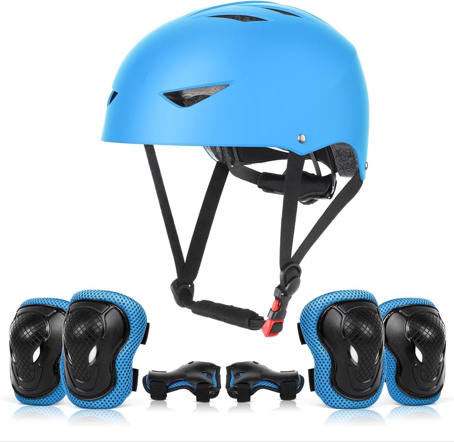 Kids Blue Protective Helmet and Knee Pad Set