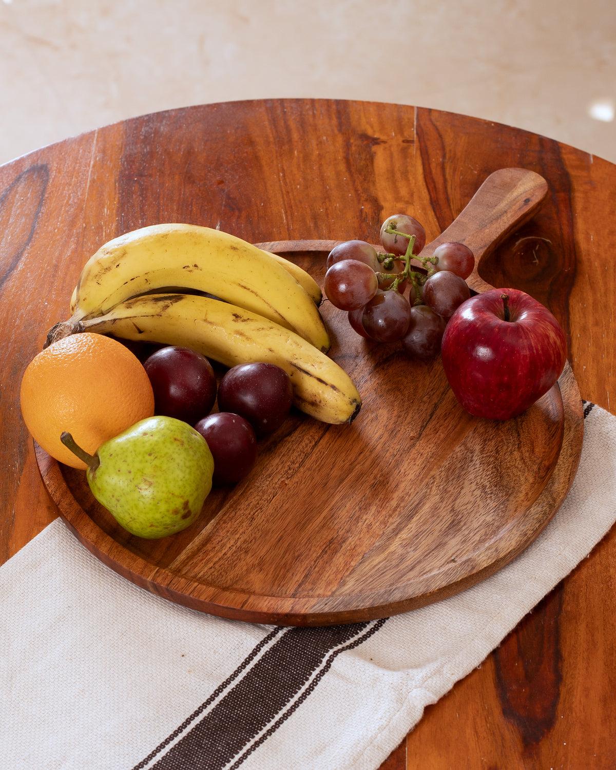 Wooden Pizza Serving Tray with Handle