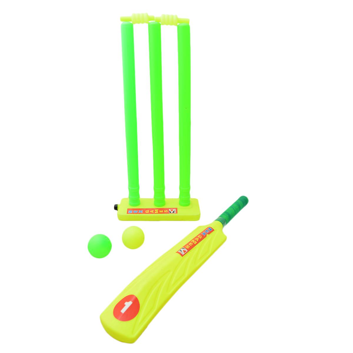 Plastic Cricket Bat, Ball and Wicket Stumps Set