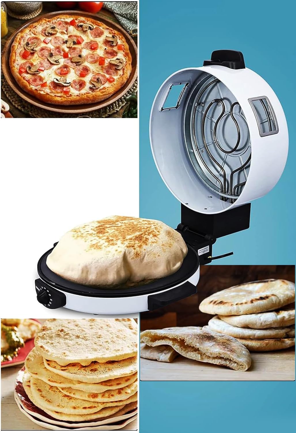 Slivers Criest SC-260 4-in-1 Roti, Pizza, Crepe & Arabic Bread Maker – 2000W