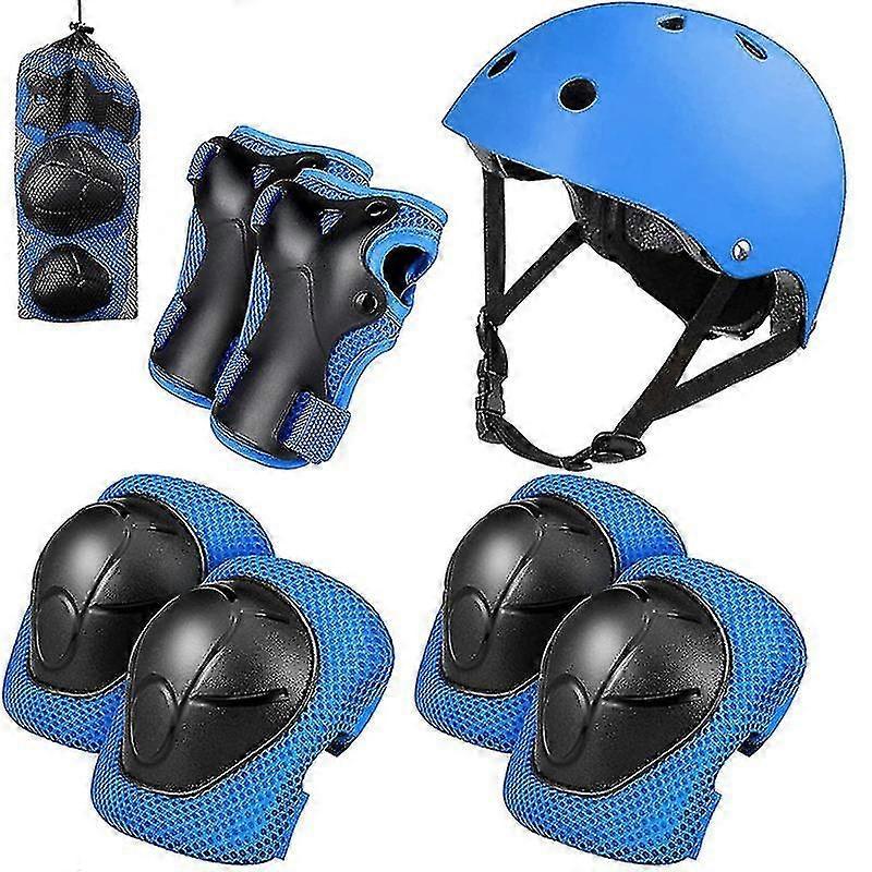 Kids Blue Protective Helmet and Knee Pad Set