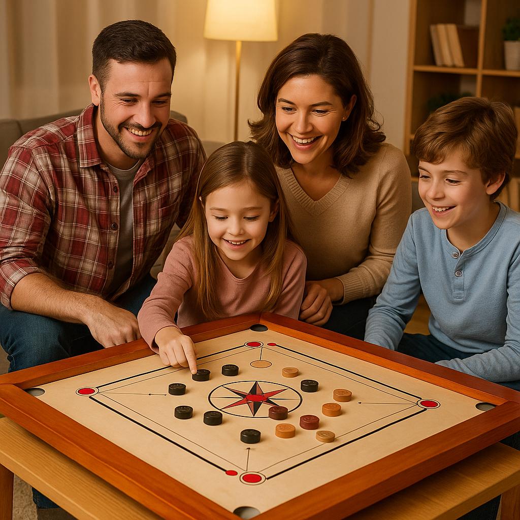 34 × 34 Inch Carrom Board – Wooden Family Indoor Board Game for 2–4 Players