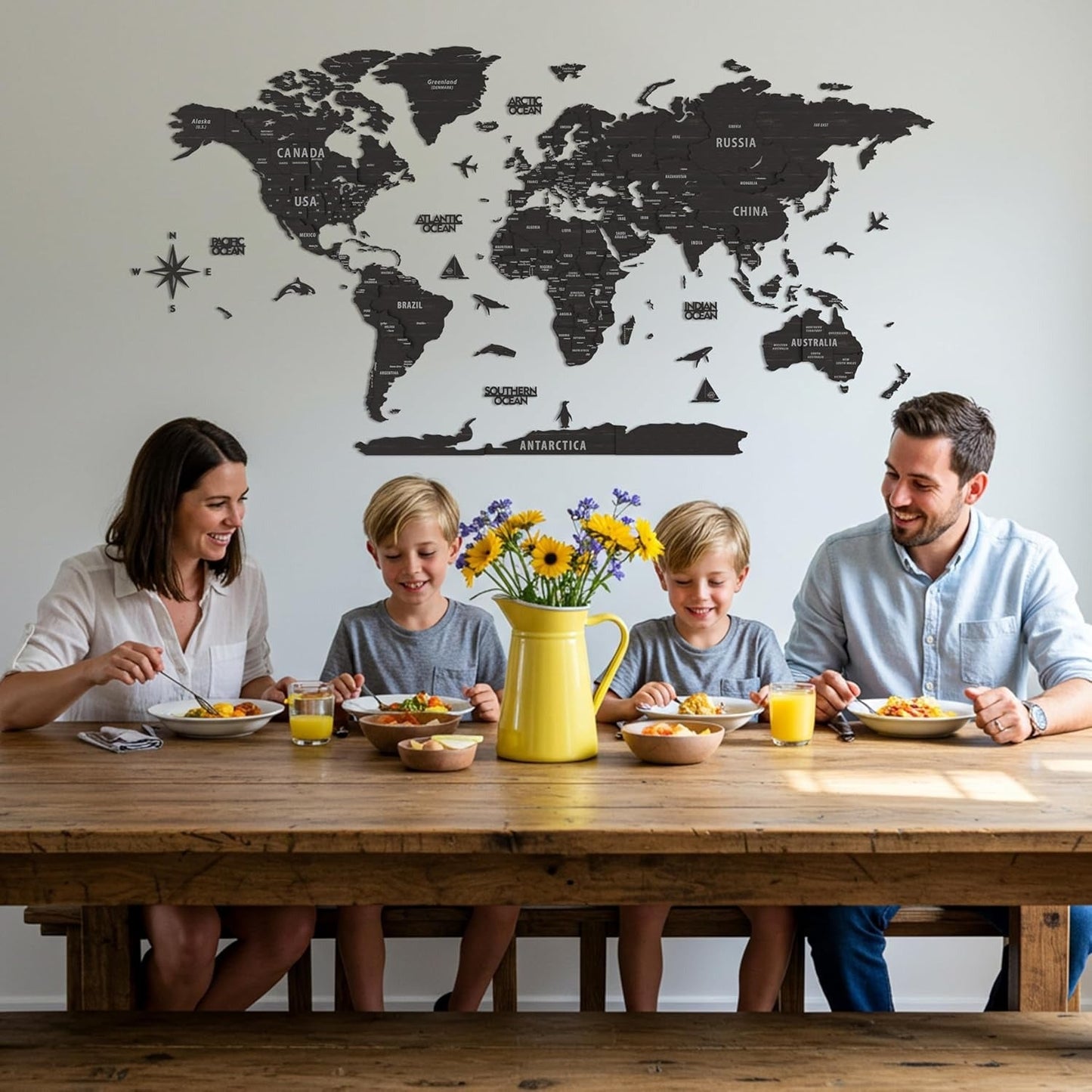 Large World Map Wall Decor – Minimalist Travel Wall Art