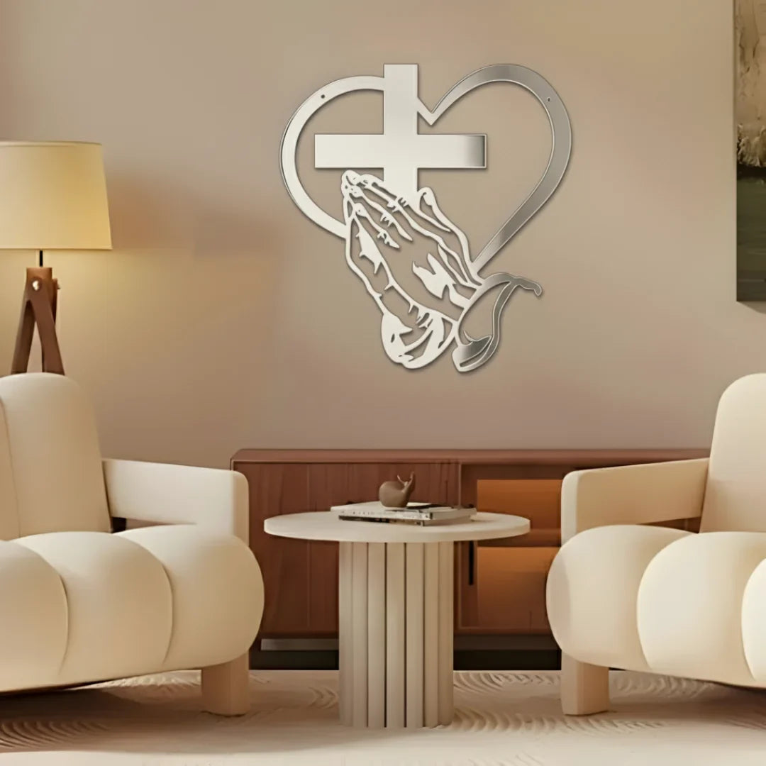 Jesus Hand with Cross & Hearts – Christian Home Wall Decal UAE