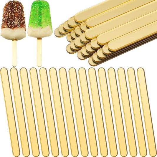 30-Piece Gold Acrylic Popsicle Sticks 4.5 Inch