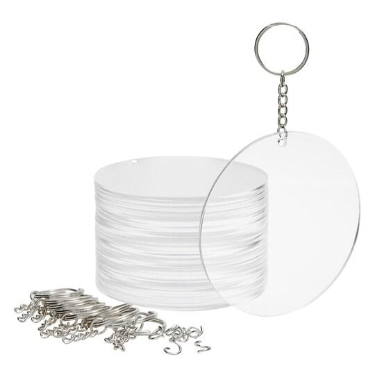 Clear Acrylic Keychain Blanks – DIY Round Ornament Discs for Vinyl, Resin, Crafts & Personalized Gifts