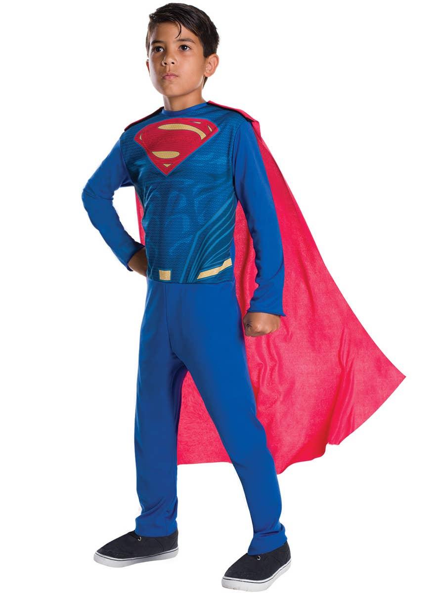 Superman Boy Costume with Red Cape for Kids