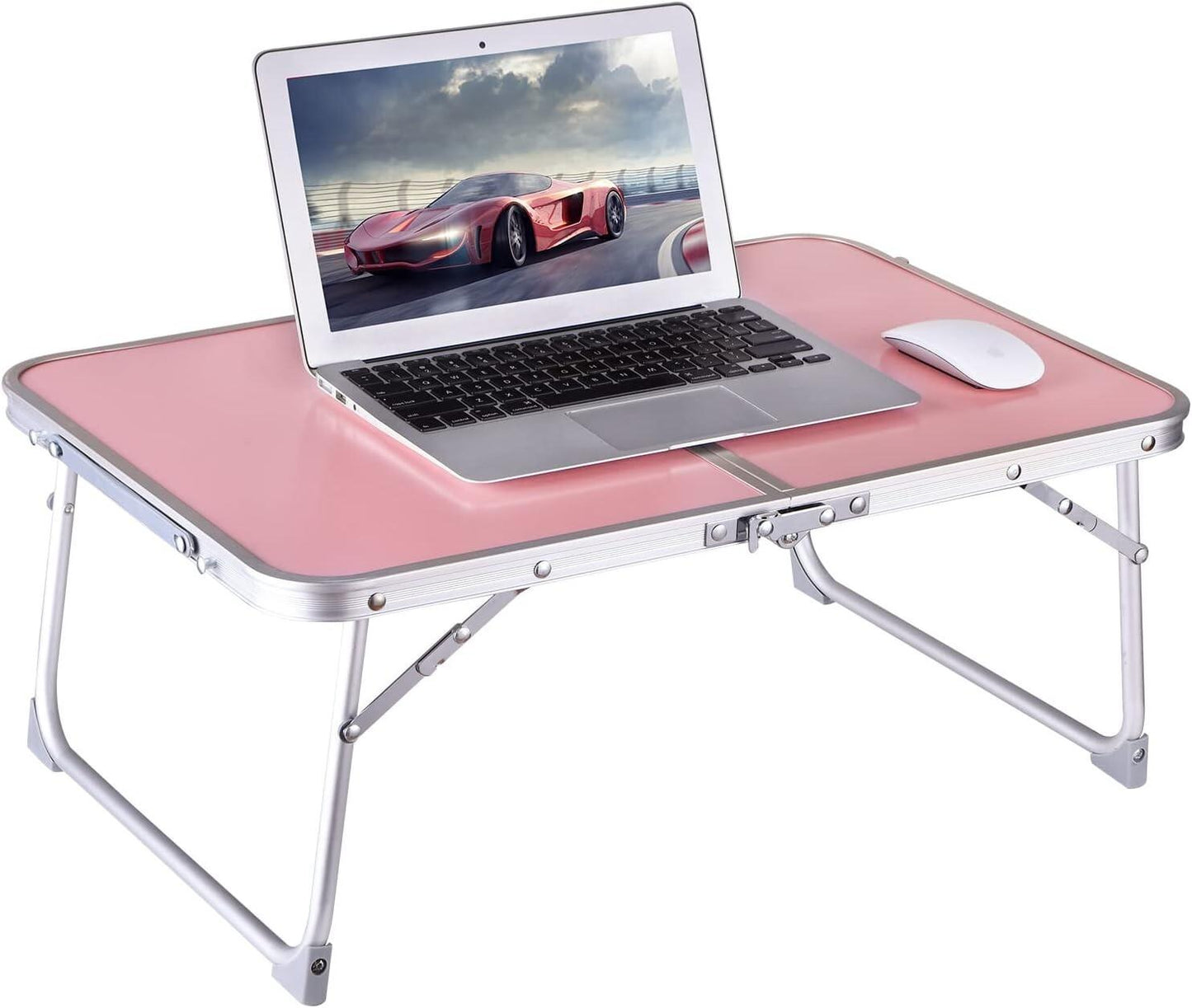 Foldable Bed Table – Portable Pink Laptop Desk Tray for Working, Reading, Eating & Studying
