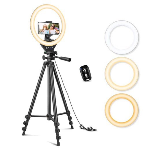 10-Inch LED Ring Light with Tripod and Phone Holder