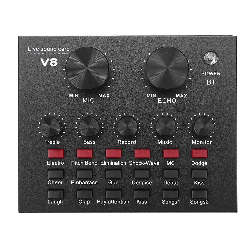 V8 Portable Bluetooth Audio Mixer Sound Card