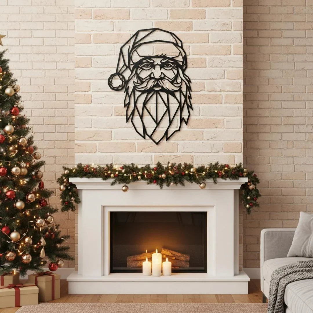 Acrylic Geometric Santa Claus Face Wall Art
