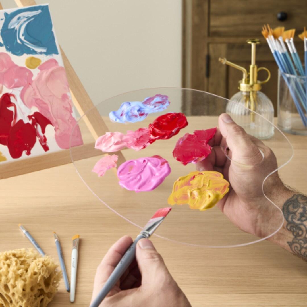 Clear Acrylic Paint Palette Set – Reusable Transparent Artist Mixing Palette with Thumb Hole