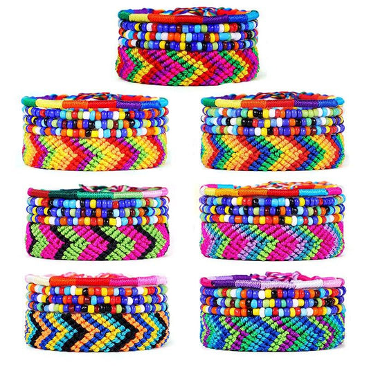 Colorful Beaded Friendship Bracelets Set of 6