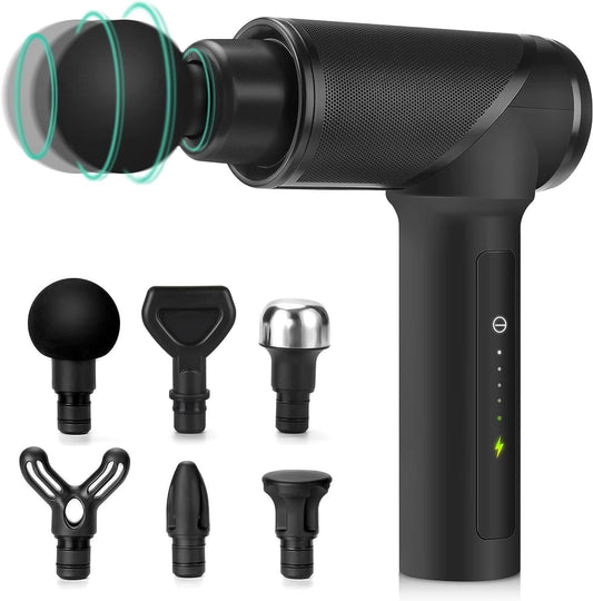 Mini Handheld Massage Gun – Portable Electric Muscle Massage Device with Interchangeable Heads