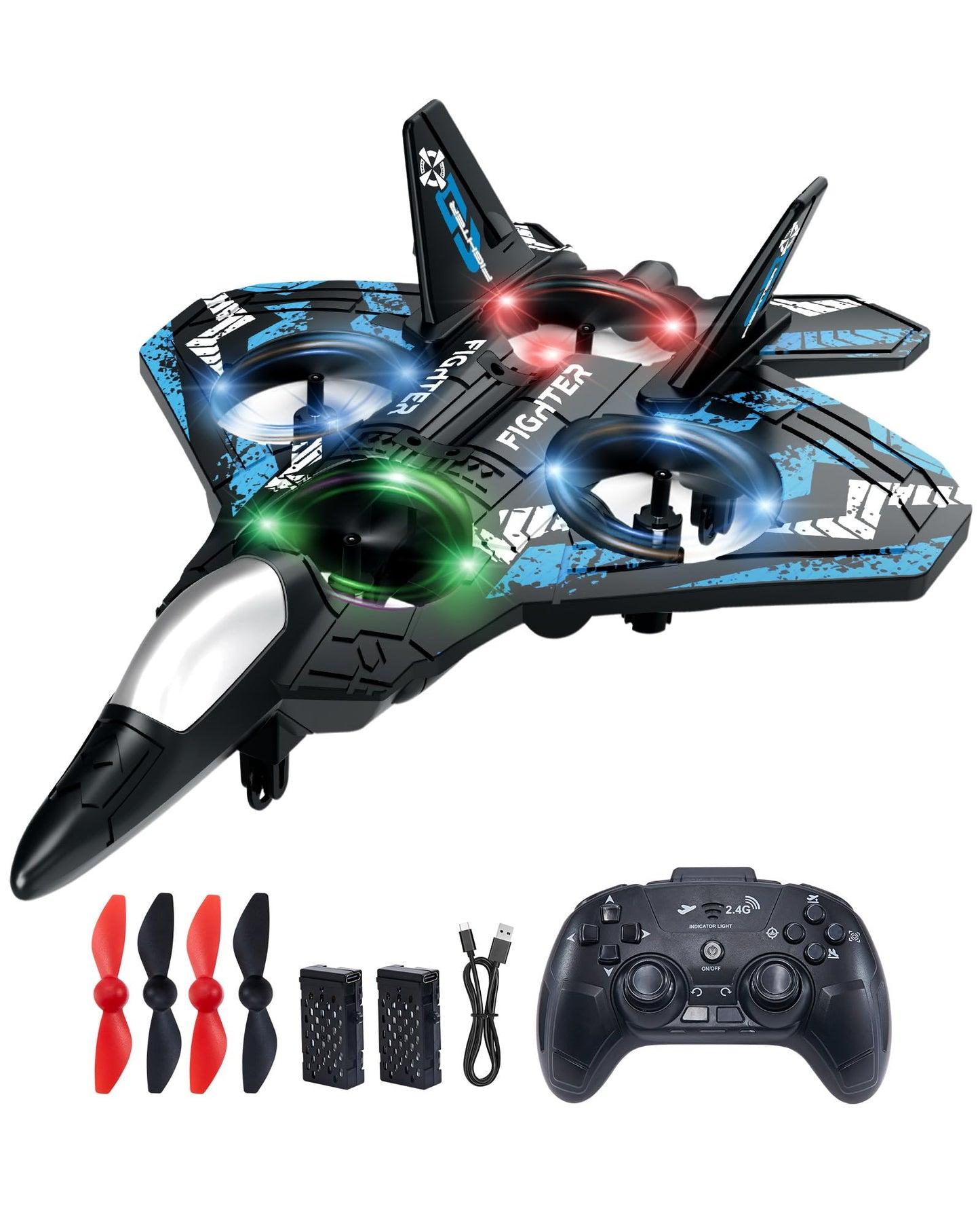 RC Jet Fighter Quadcopter – Remote Control Military-Style Flying Drone Toy