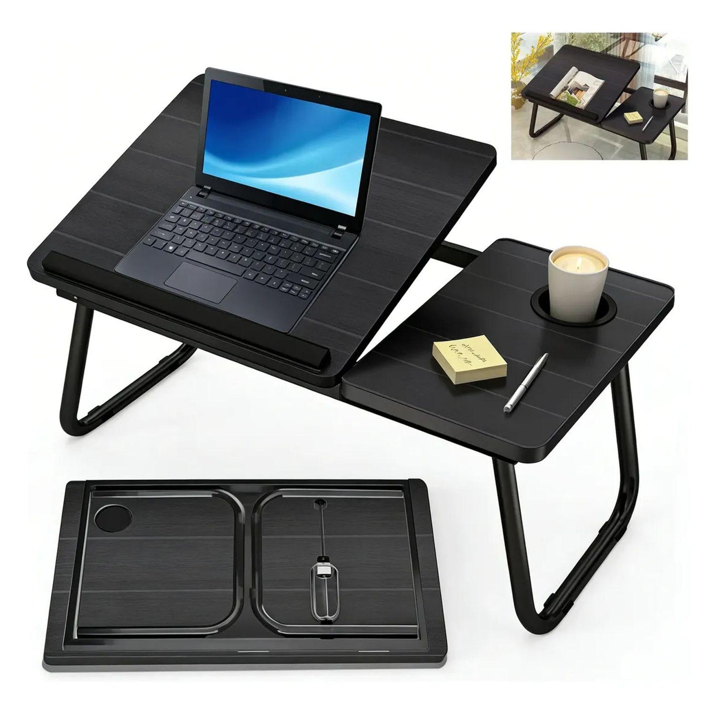 Foldable Laptop Table for Bed – Adjustable Portable Desk for Working, Studying & Reading