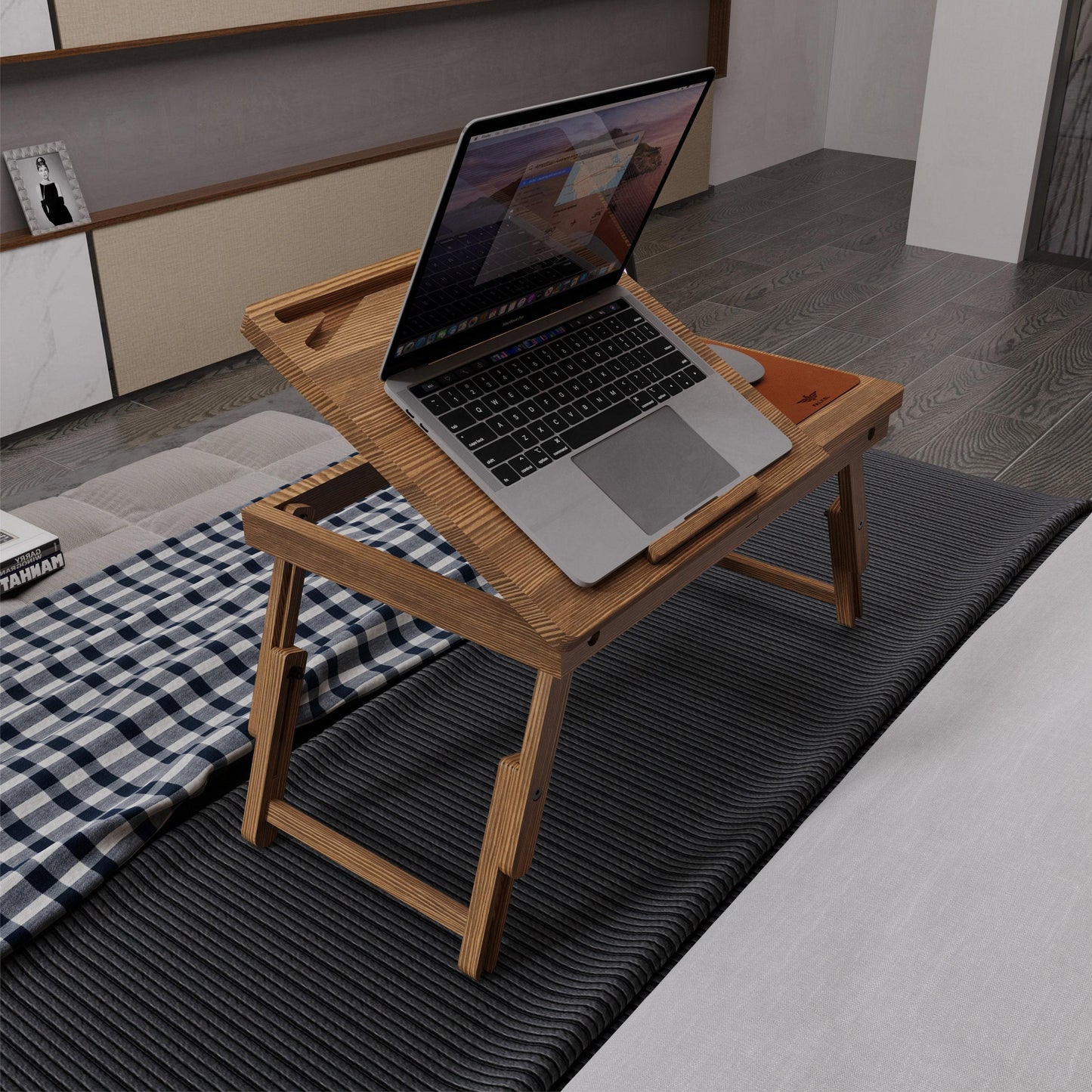 Foldable Wooden Laptop Table for Bed and Sofa