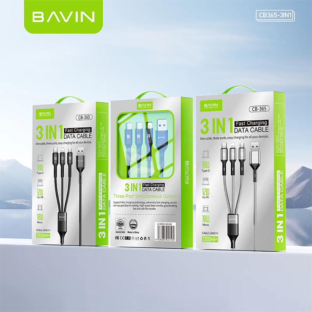 BAVIN 3-in-1 Fast Charging USB Data Cable