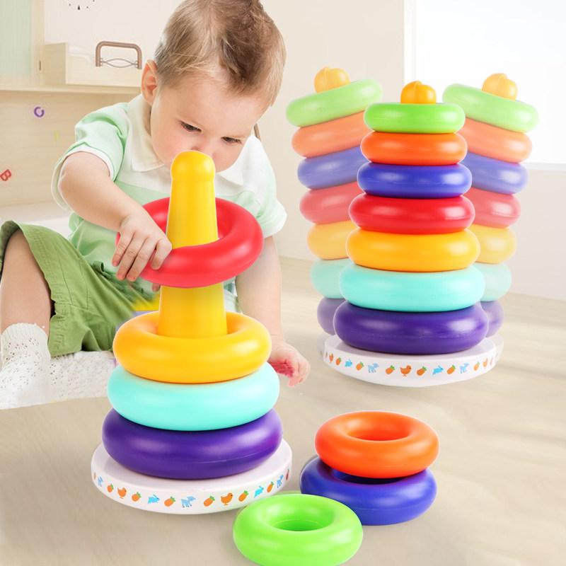 9-Piece Colorful Stacking Rings Toy for Kids – Early Learning Fine Motor Activity Set