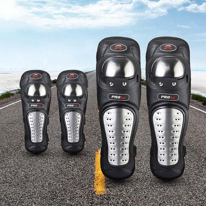 4-Piece Motorcycle Knee and Elbow Steel Guard Set