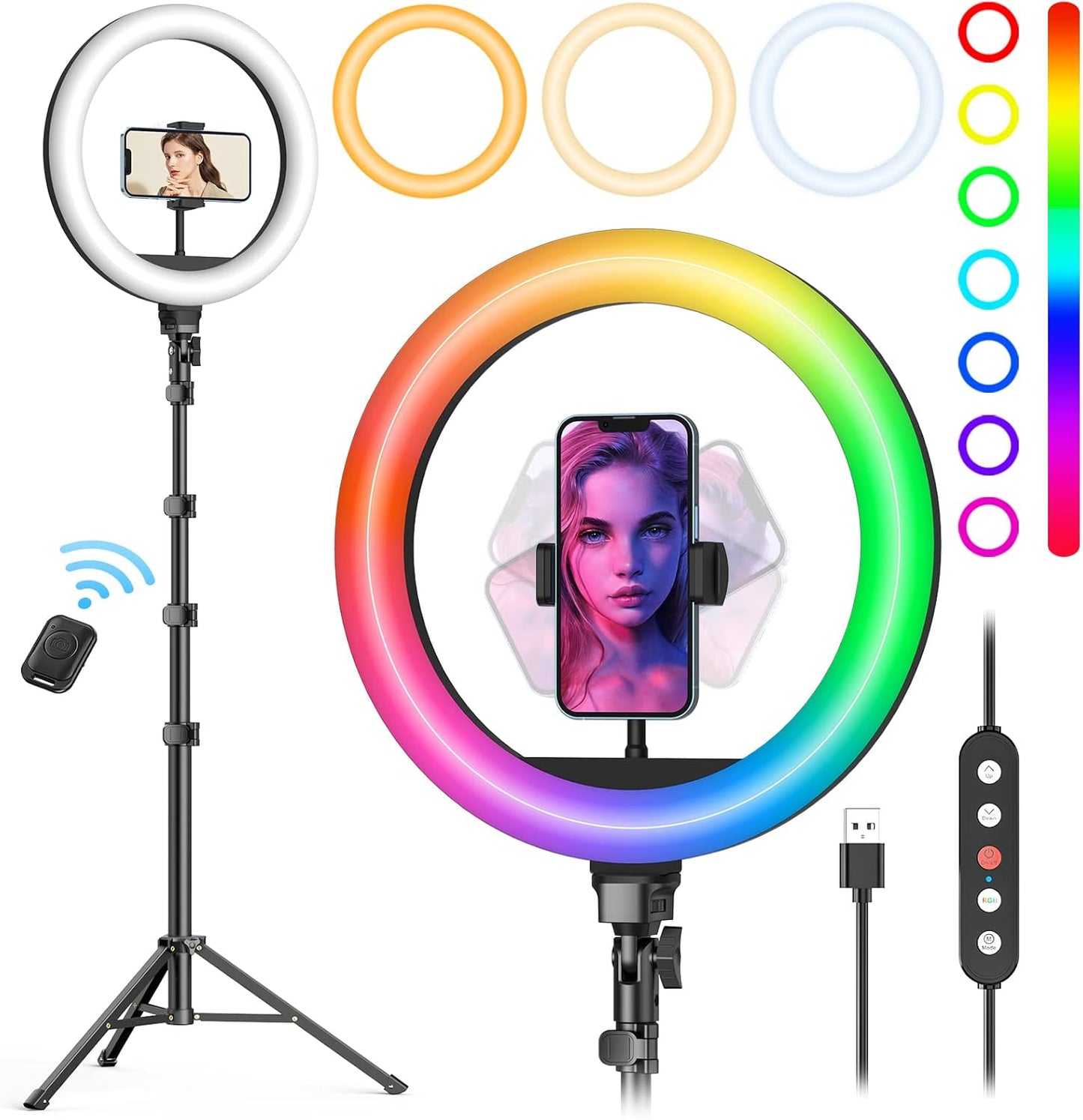 10-Inch RGB LED Ring Light with Adjustable Colors