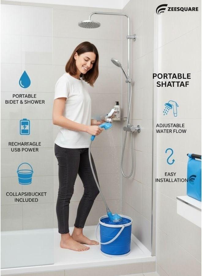 Portable Travel Bidet Spray with Foldable Bucket