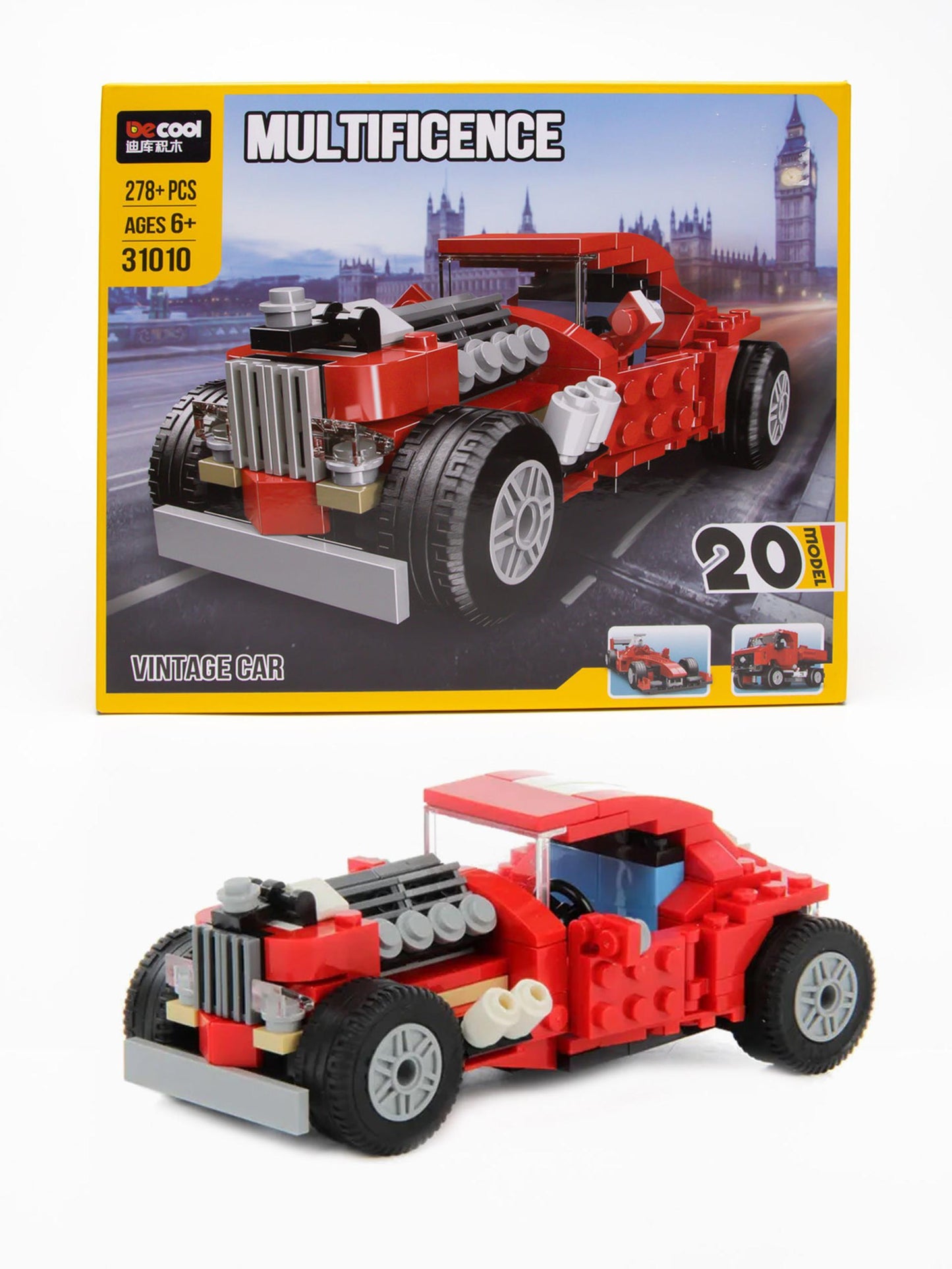 DECOOL Multificence 31010 Vintage Car Building Set – 278+ Pieces 20-in-1