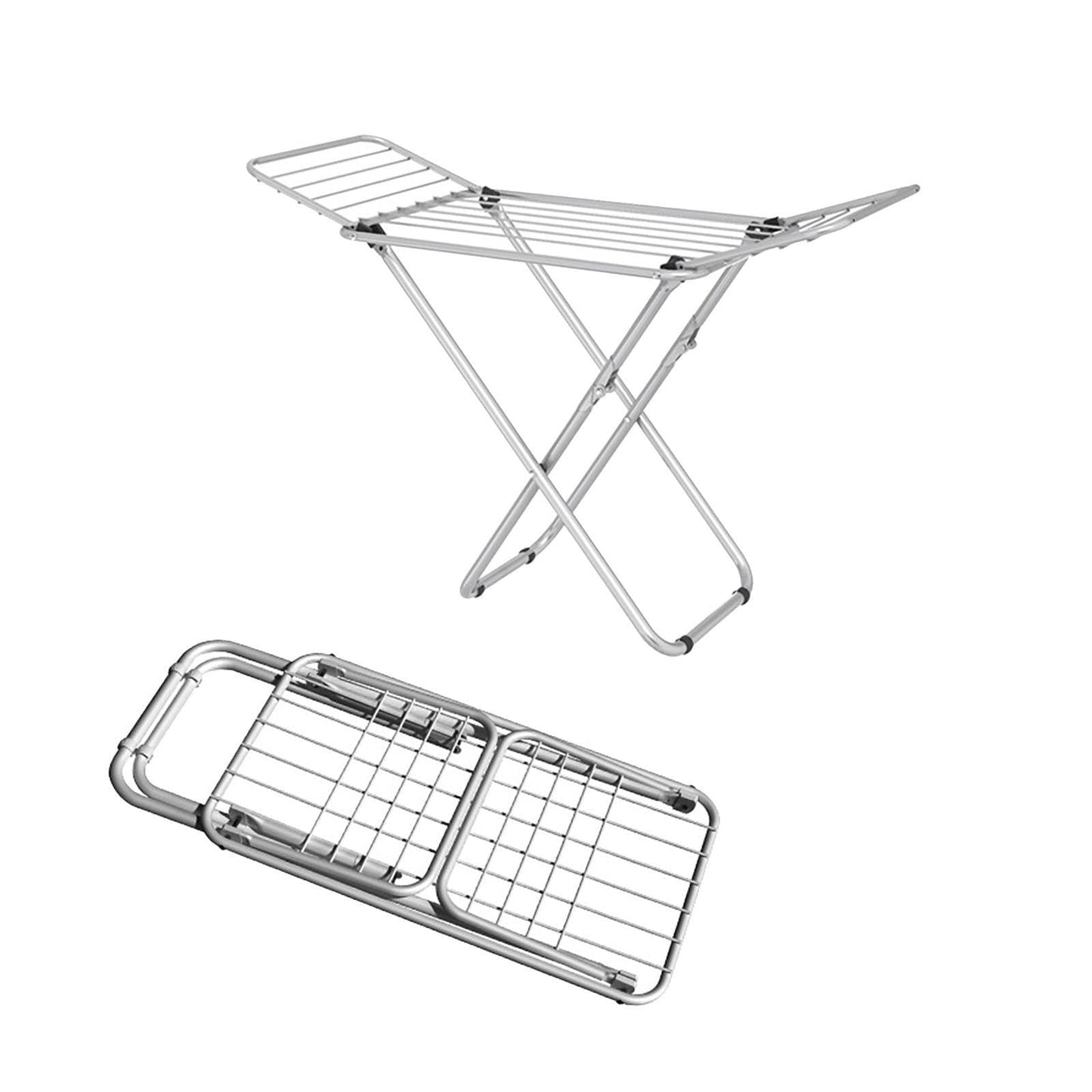 Foldable Clothes Drying Rack with Silver Frame