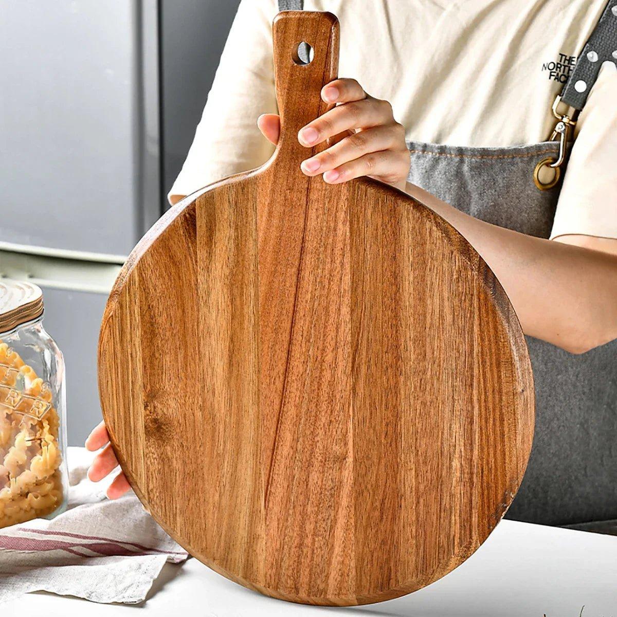 Wooden Pizza Serving Tray with Handle