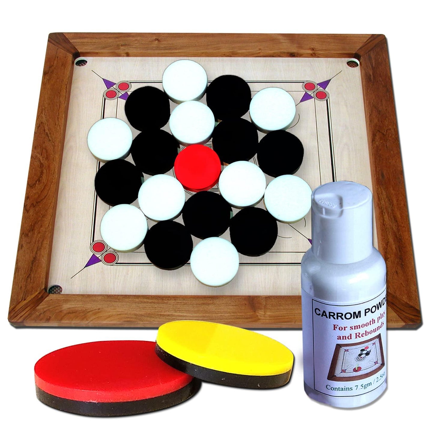 34 × 34 Inch Carrom Board – Wooden Family Indoor Board Game for 2–4 Players