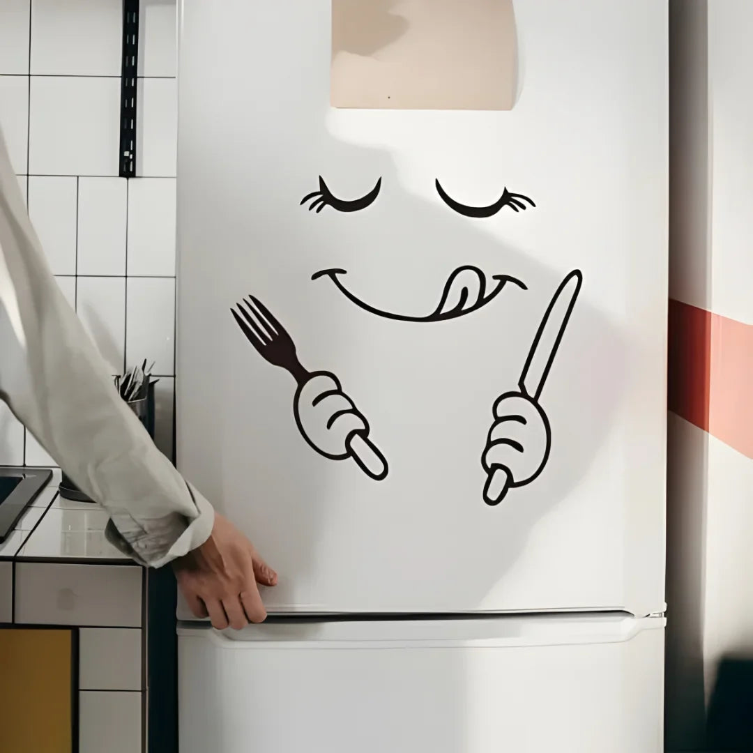 Fork & Knife Smiley Face Acrylic Wall Decal - Beautiful Kitchen Decor for UAE Homes & Restaurants