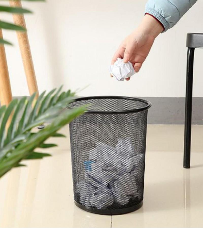 Circular Mesh Waste Paper Basket – Metal Office Dustbin for Home, Bedroom & Office