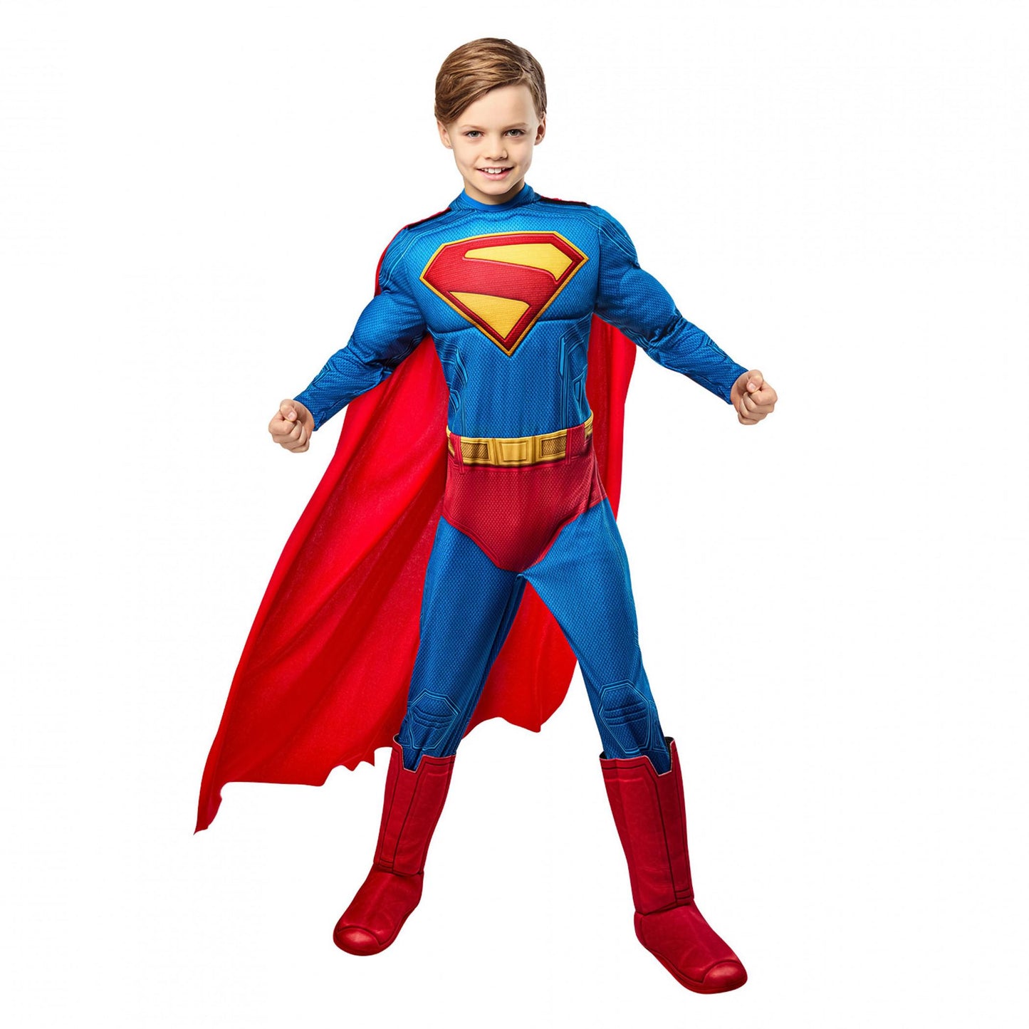 Superman Boy Costume with Red Cape for Kids