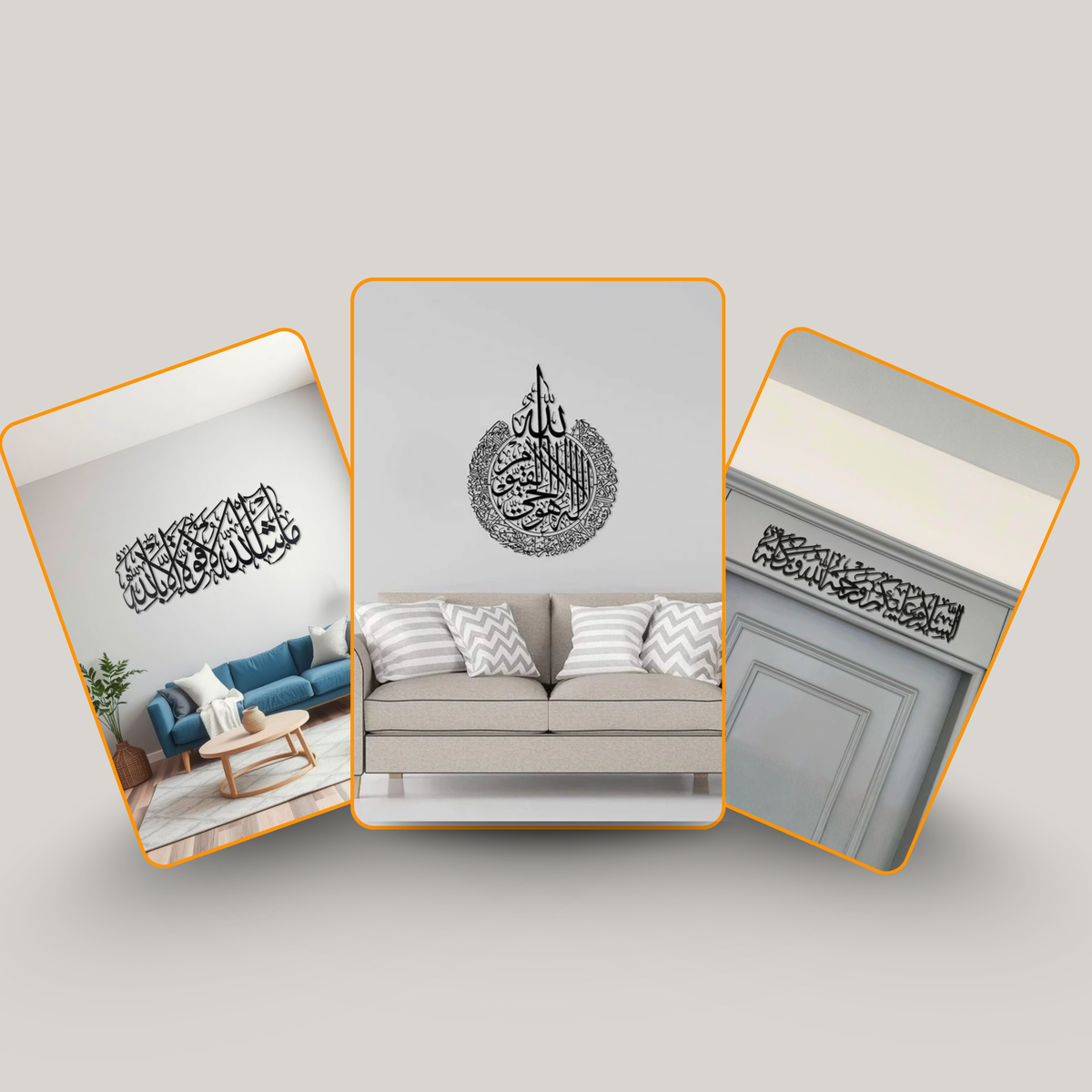 3-Piece Islamic Acrylic Wall Art Bundle: Ayatul Kursi, Mashallah, & Salam Decor