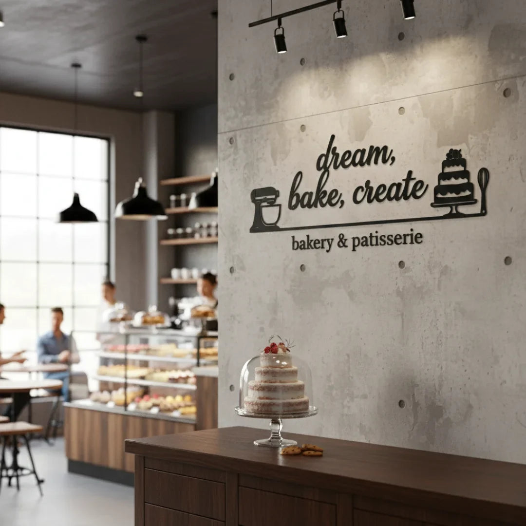 3D Acrylic Bakery Wall Art | Dream Bake Create Cafe Decor