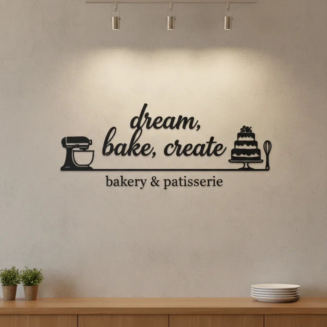 3D Acrylic Bakery Wall Art | Dream Bake Create Cafe Decor