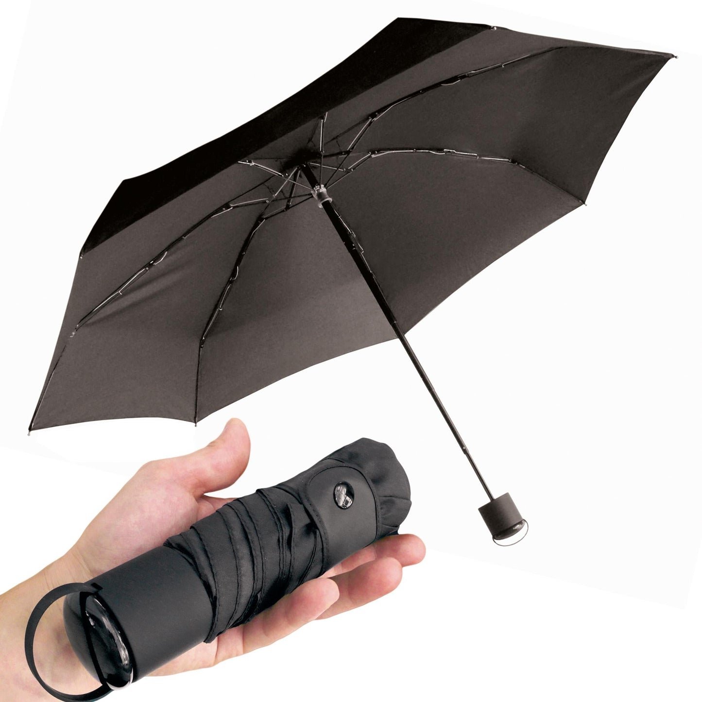 Black Leather Pattern Portable Folding Umbrella