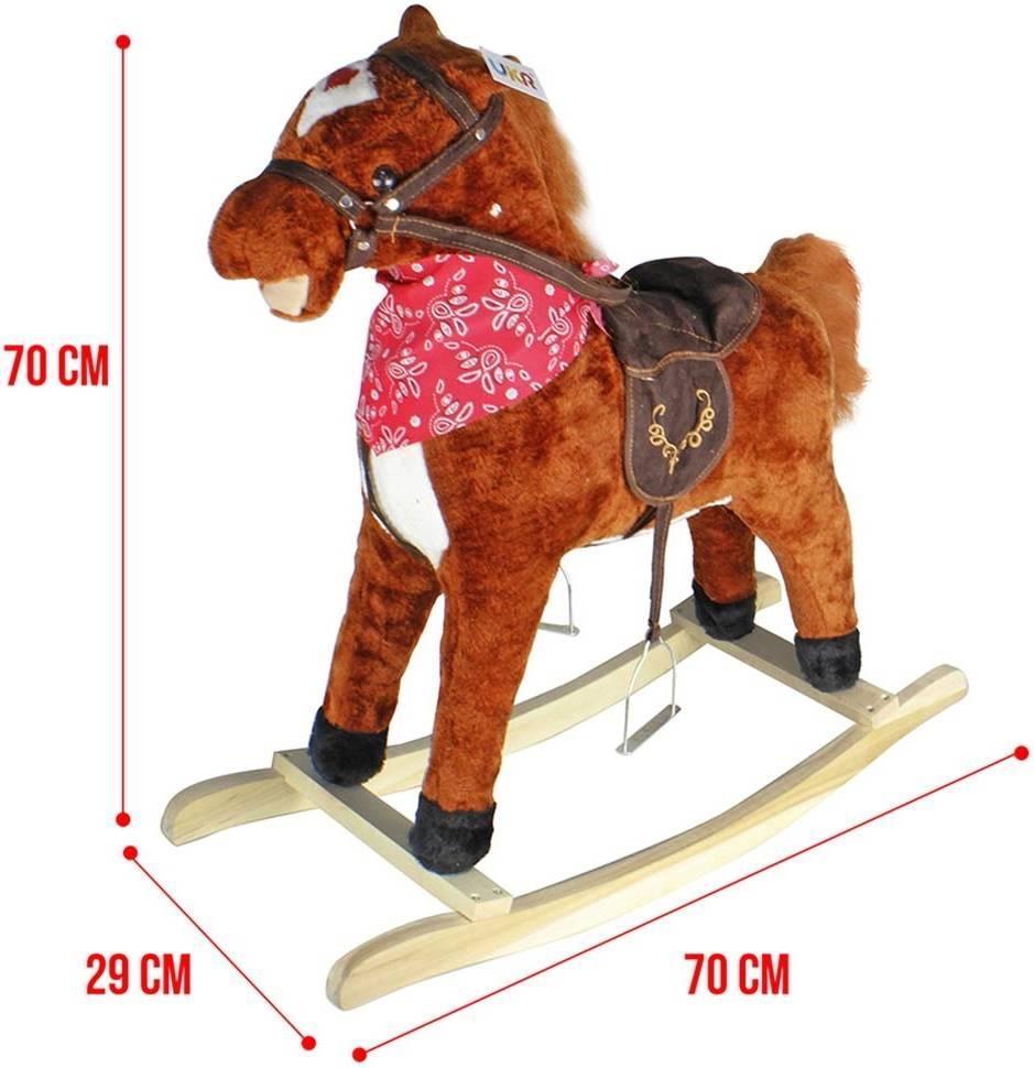 Rocking Horse for Kids – Soft Plush Wooden Rocking Horse with Safe Rocking Base