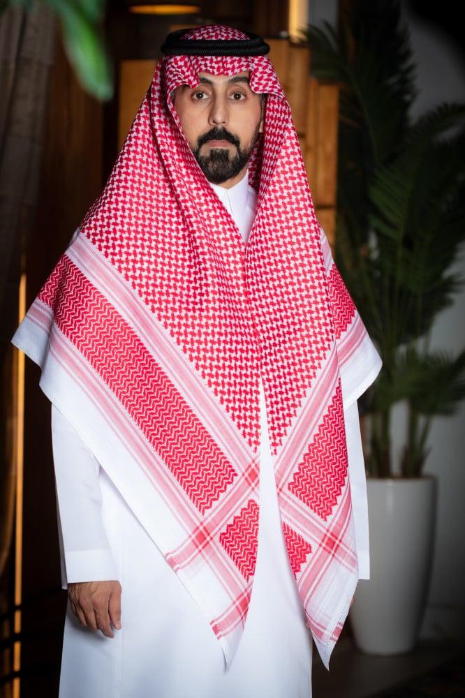 Red & White Arab Shemagh for Men – Traditional Keffiyeh Head Scarf with Fringed Edges