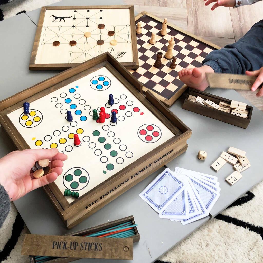 Wooden Multi-Game Strategy Puzzle Set