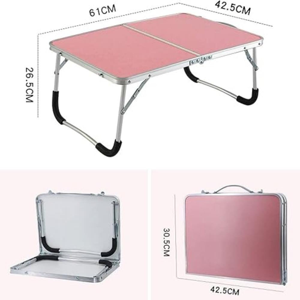 Foldable Bed Table – Portable Pink Laptop Desk Tray for Working, Reading, Eating & Studying