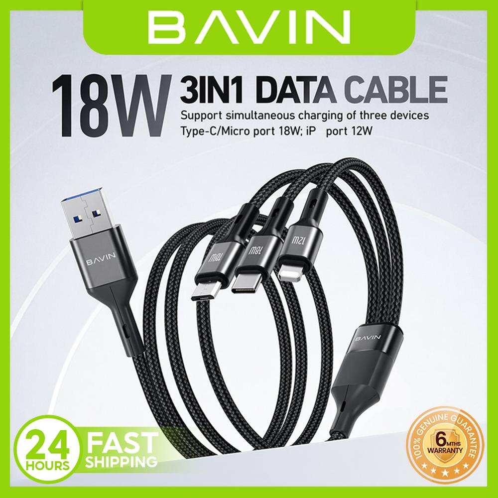 BAVIN 3-in-1 Fast Charging USB Data Cable