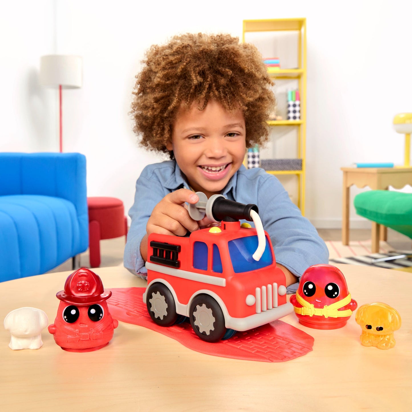 LANFA TOYS Fire Truck Dough Playset – Creative Modeling Dough & Firefighter Toy Set for Kids