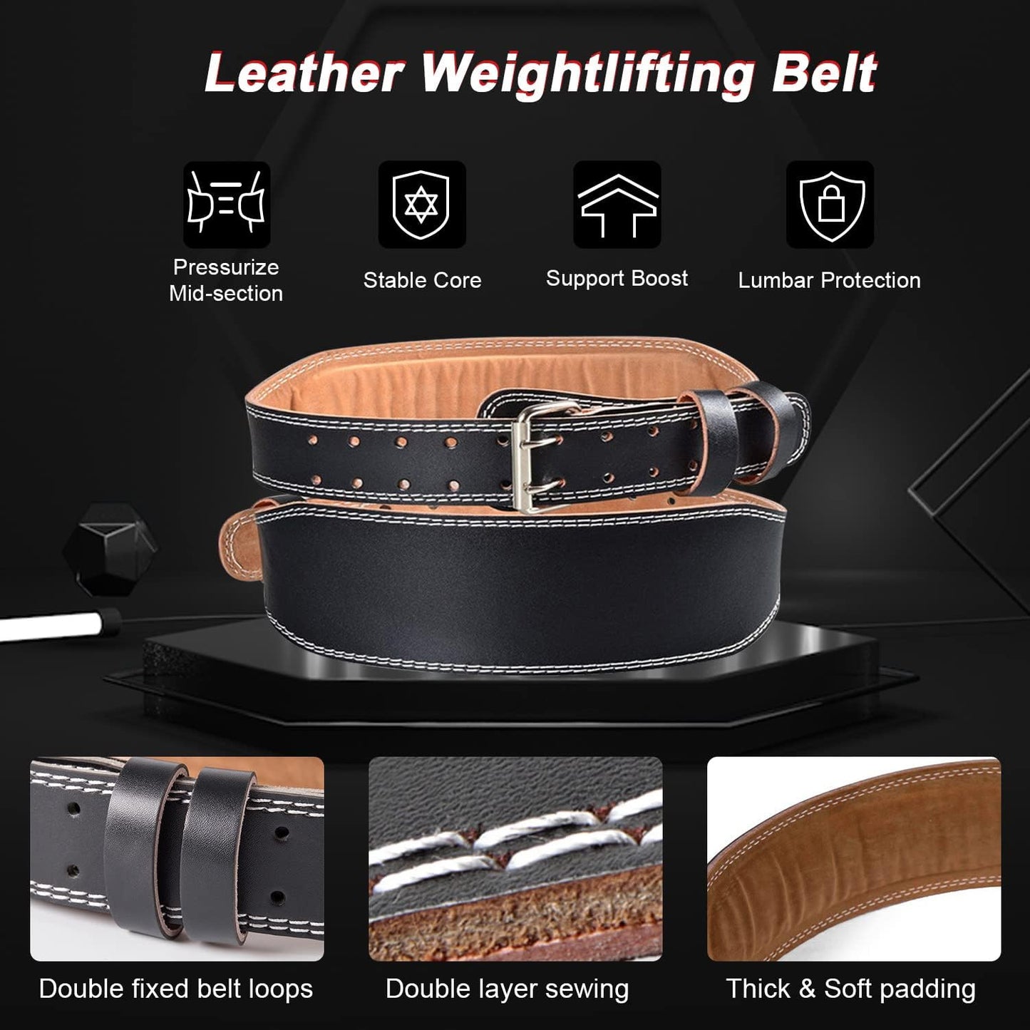 Weight Lifting Belt Powerlifting Belt Leather Gym Workout Waistband Adjustable Buckle for Adult Power Exercise Adult Gym Waist Belt
