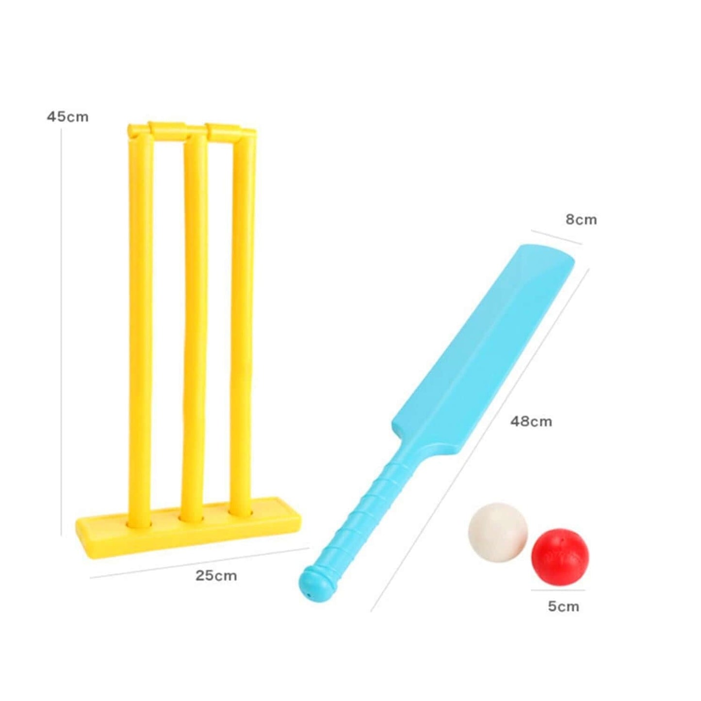 Plastic Cricket Bat, Ball and Wicket Stumps Set
