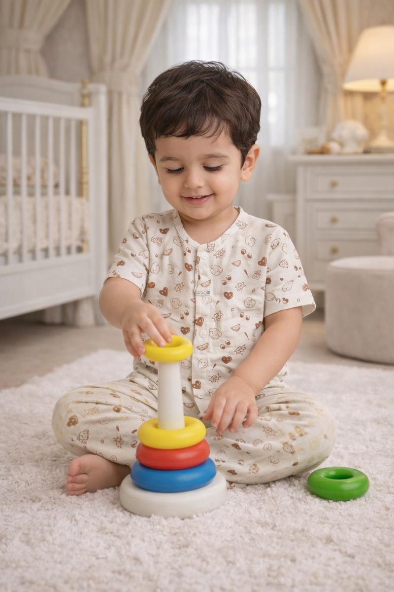9-Piece Colorful Stacking Rings Toy for Kids – Early Learning Fine Motor Activity Set