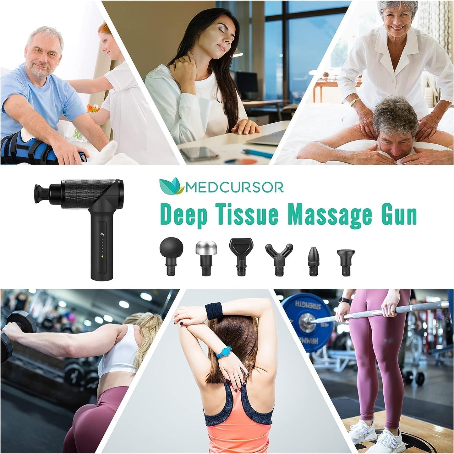 Mini Handheld Massage Gun – Portable Electric Muscle Massage Device with Interchangeable Heads