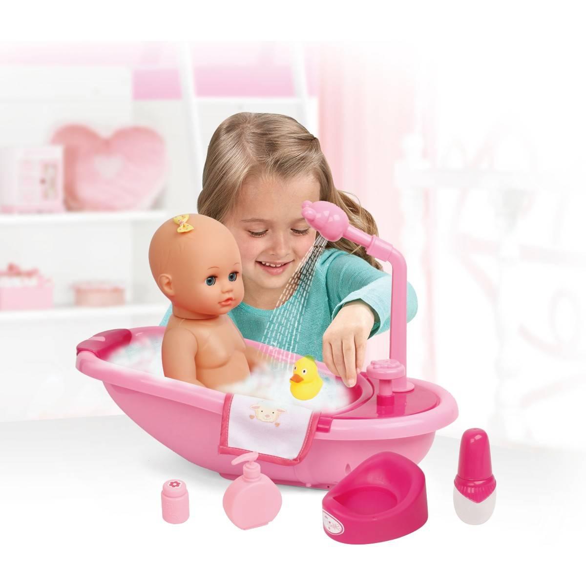 Baby Doll Bath Set with Bathtub & Accessories – Pretend Play Care Toy for Kids